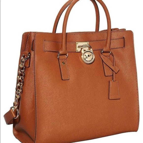 Michael Kors Handbags - Michael Kors East/West Brown (Acorn) Leather Hamilton Bag